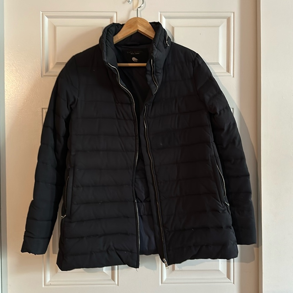Zara down puffer jacket navy women’s size small